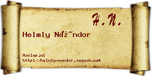 Helmly Nándor névjegykártya